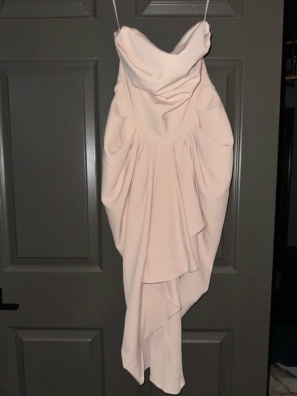 Strapless Blush Draped Evening Dress
